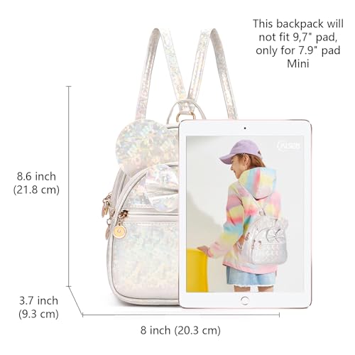 KL928 Girls Bowknot Polka Dot Cute Mini Backpack Small Daypacks Convertible Shoulder Bag Purse for Women (Shiny White) - Image 2