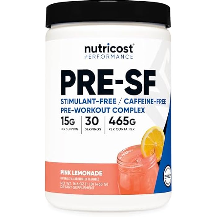 Nutricost Stim-Free Pre-Workout, 30 Servings (Pink Lemonade) - Caffeine Free, Stimulant Free, Non-GMO, Gluten Free - Image 1