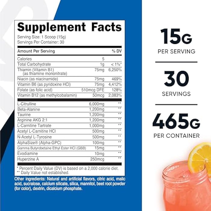 Nutricost Stim-Free Pre-Workout, 30 Servings (Pink Lemonade) - Caffeine Free, Stimulant Free, Non-GMO, Gluten Free - Image 2