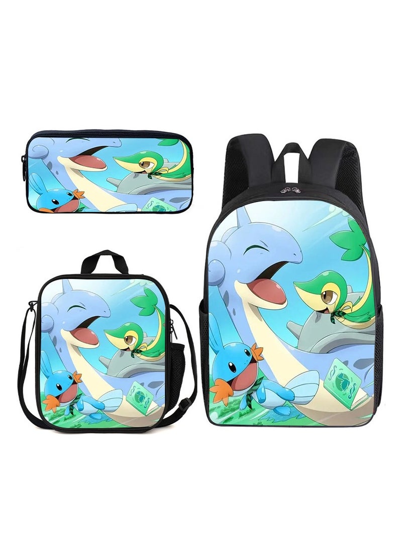Cartoon Backpack Three-piece Student School Bag