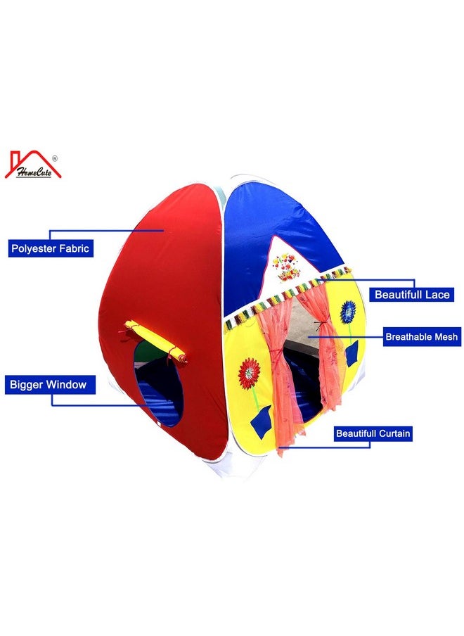 HomeCute HOMECUTE Foldable Popup Play Tent House for Kids,Outdoor & Indoor Use, 3 Year to 12 Years 110 x 110 x 120 cm (Multi Color)  - Image 4