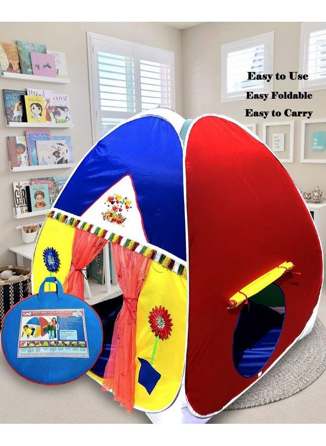 HomeCute HOMECUTE Foldable Popup Play Tent House for Kids,Outdoor & Indoor Use, 3 Year to 12 Years 110 x 110 x 120 cm (Multi Color)  - Image 2