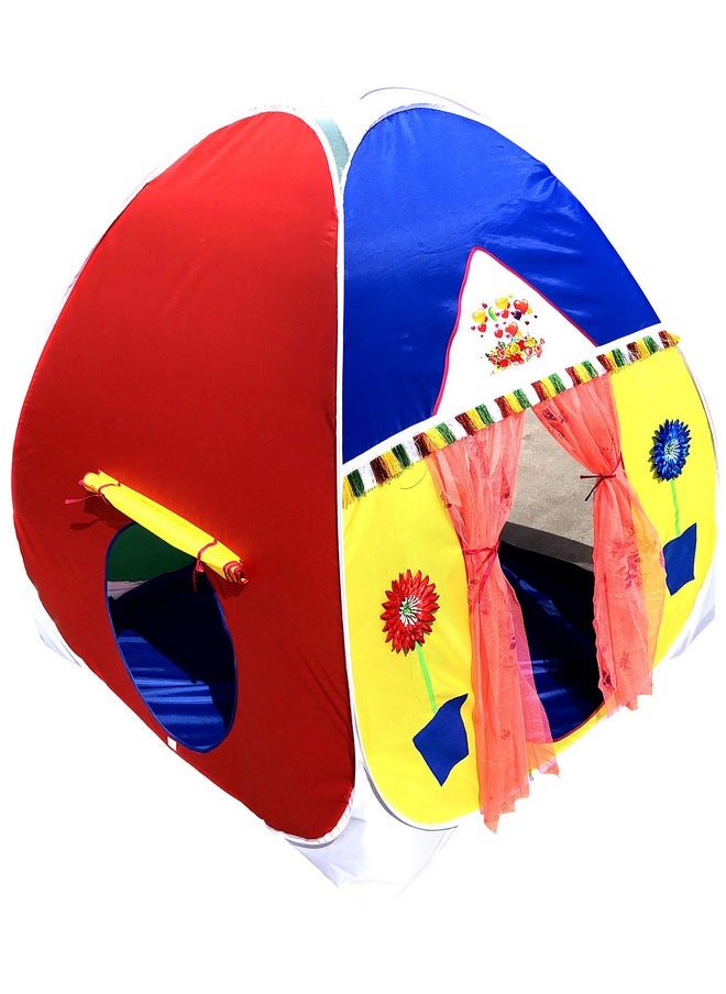 HomeCute HOMECUTE Foldable Popup Play Tent House for Kids,Outdoor & Indoor Use, 3 Year to 12 Years 110 x 110 x 120 cm (Multi Color)  - Image 1