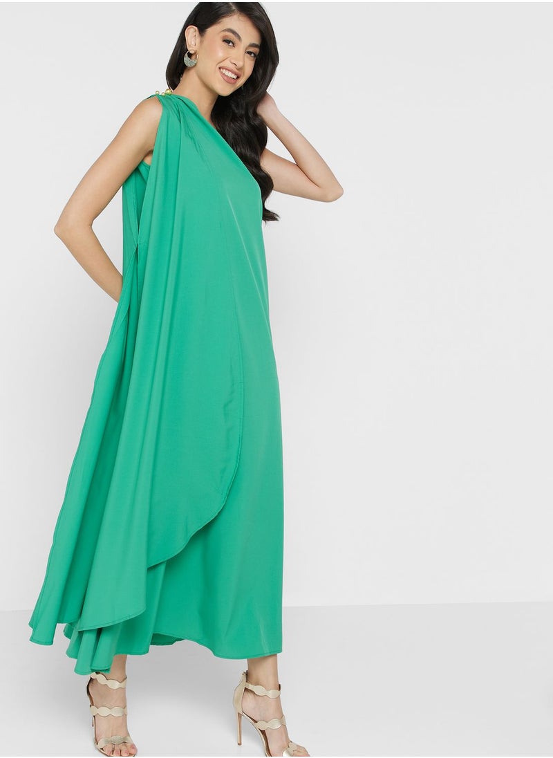 ELLA One Shoulder Cape Sleeve Dress  - Image 1