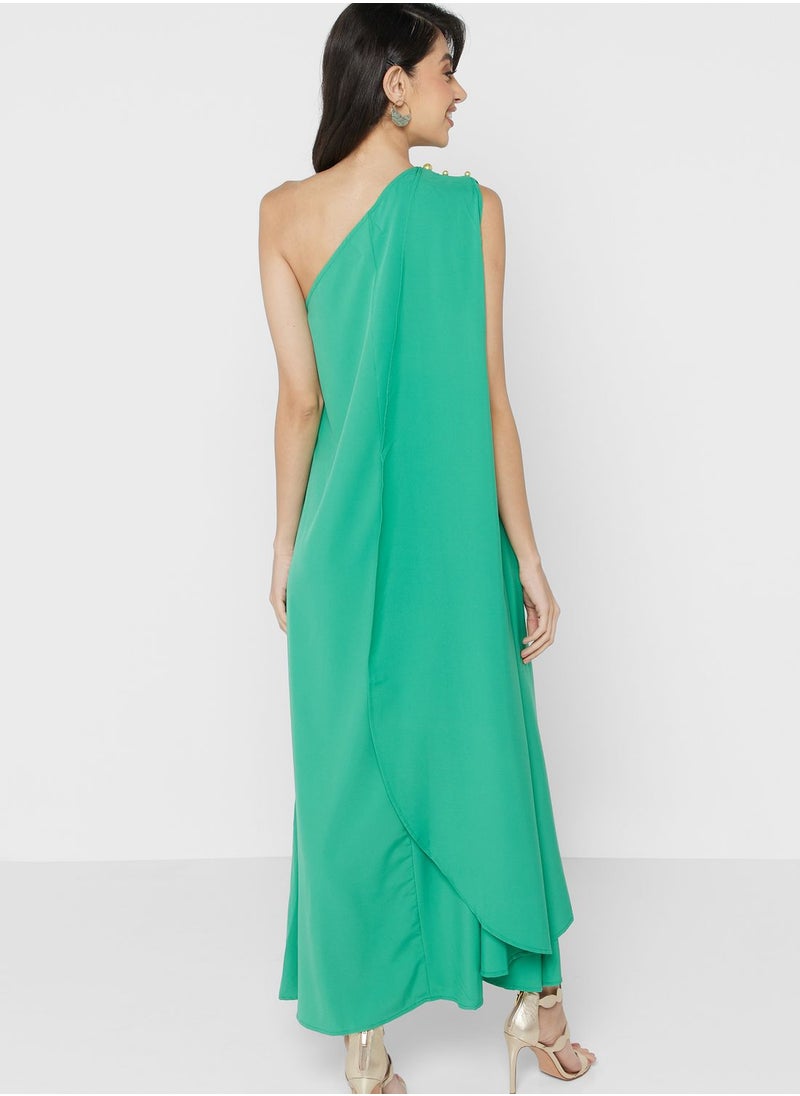 ELLA One Shoulder Cape Sleeve Dress  - Image 2