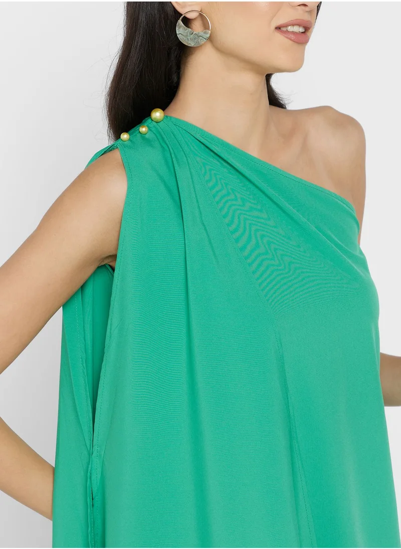 ELLA One Shoulder Cape Sleeve Dress