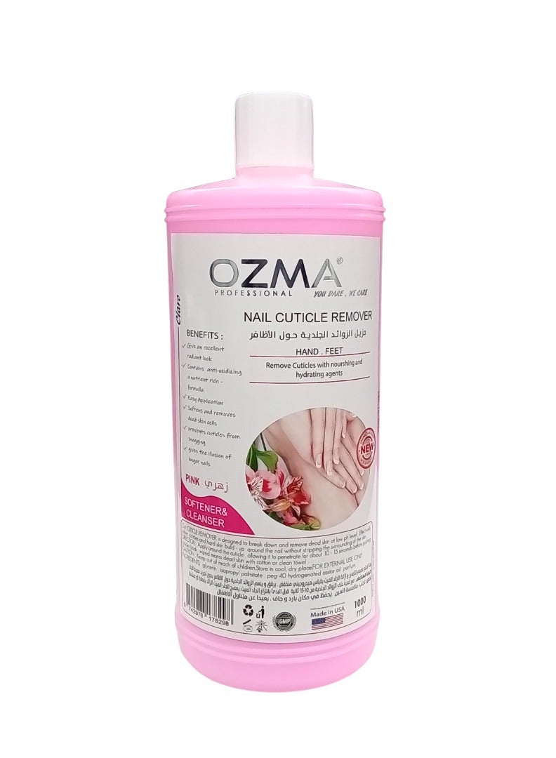 New Ozma Clavo Cuticle Softener and Remover for Nail Art Remover , Instant Remover, Nail Strengthening, For Cleaning and Cuticle Care ,Manicure and Pedicure Nail-Guard, 1000ML. (Pink)