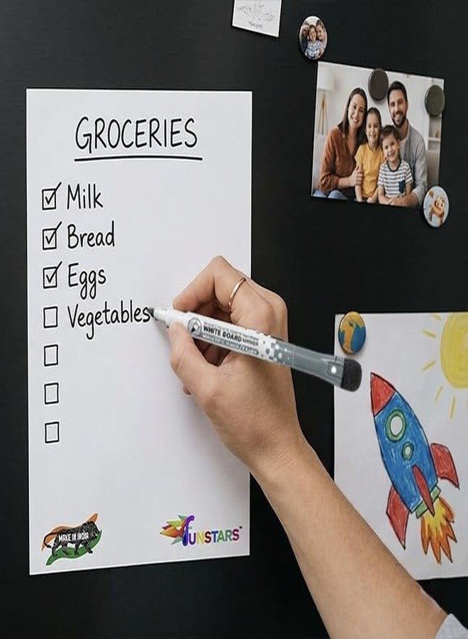 Funstars Magnetic Rubber White Board A3 Size 46.5x31.5 cm Dry Erase Flexible Reusable with Black Marker Pen for School Coaching Office Kitchen Wall Mount Portable Writing Board - Image 3
