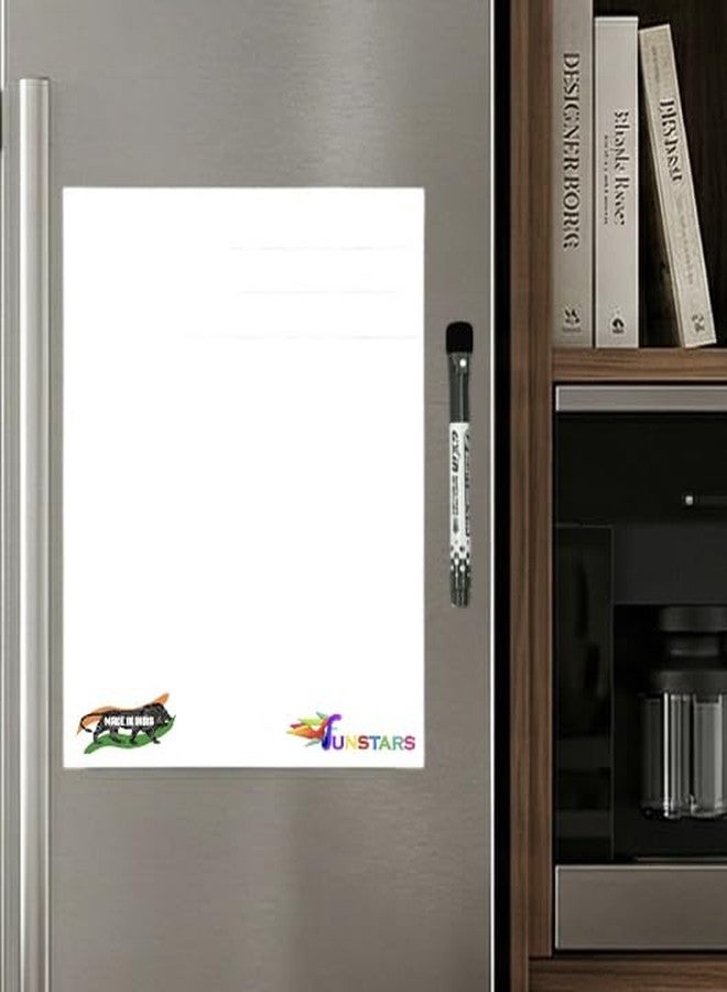 Funstars Magnetic Rubber White Board A3 Size 46.5x31.5 cm Dry Erase Flexible Reusable with Black Marker Pen for School Coaching Office Kitchen Wall Mount Portable Writing Board - Image 5
