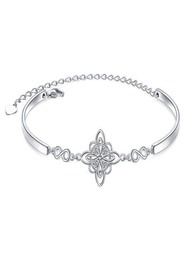 FLYOW 925 Sterling Silver Jewelry Adjustable Celtic Witch's Knot Bracelet Good Luck Irish for Women Birthday Graduation Christmas Gifts - Image 1