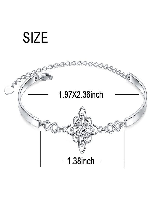 FLYOW 925 Sterling Silver Jewelry Adjustable Celtic Witch's Knot Bracelet Good Luck Irish for Women Birthday Graduation Christmas Gifts - Image 4