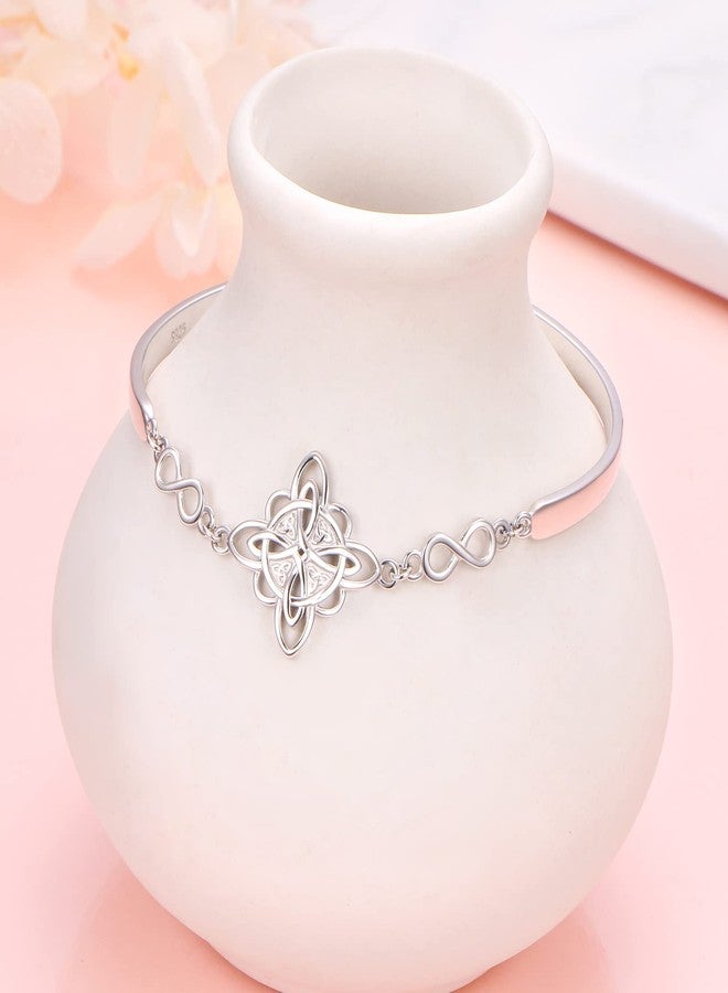 FLYOW 925 Sterling Silver Jewelry Adjustable Celtic Witch's Knot Bracelet Good Luck Irish for Women Birthday Graduation Christmas Gifts - Image 2