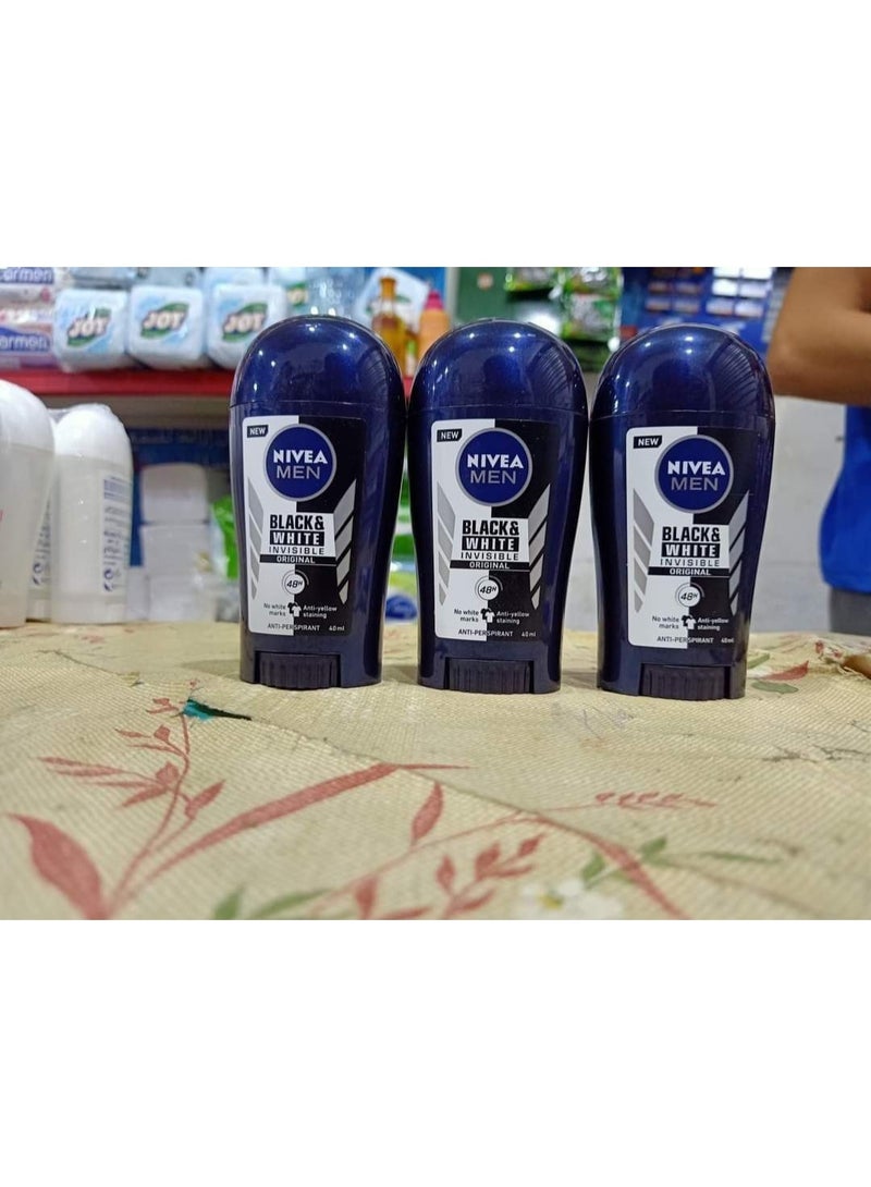 نيفيا مين مزيل عرق NIVEA MEN بلاك آند وايت إنفيزيبل 48 ساعة حماية ضد العرق والبقع  مضاد للروائح  مناسب لجميع أنواع البشرة  عبوة 40 مل - Image 2