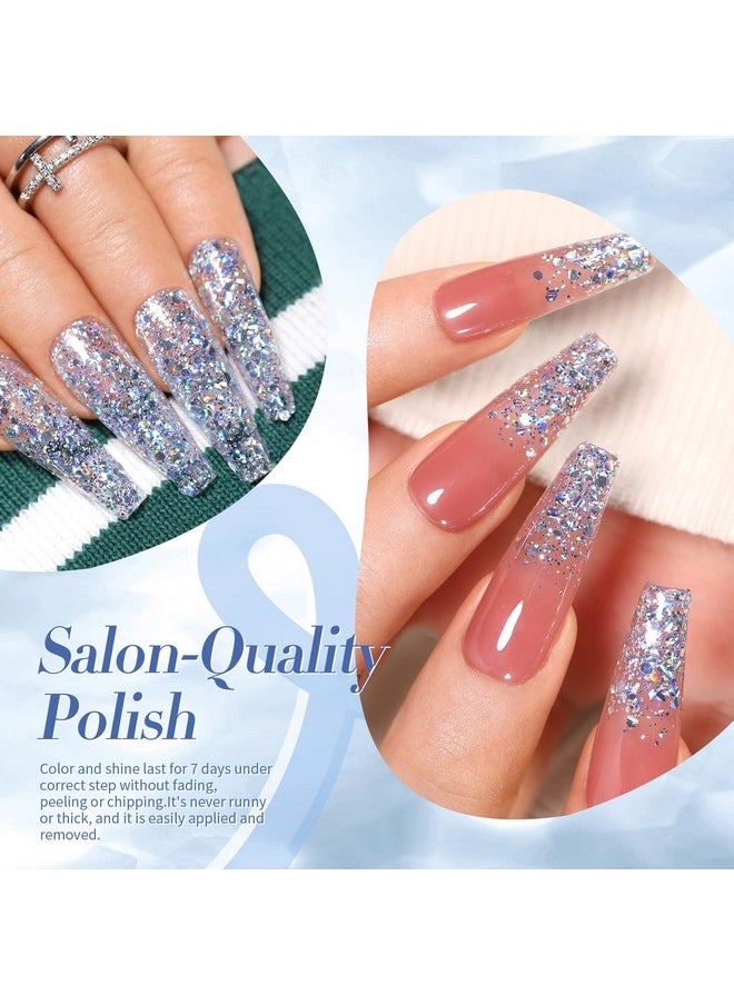 Born Pretty - Born Pretty Holographic Nail Polish Silver Glitter Sequins Nail Polish 10ML - Image 1