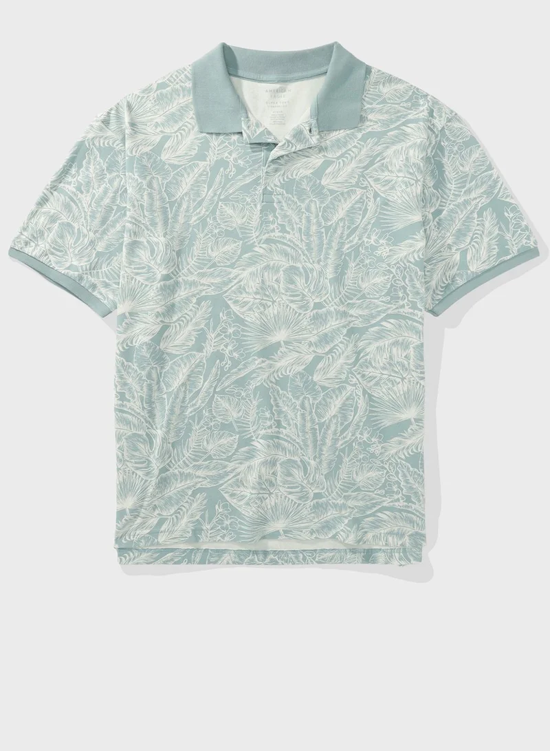 American Eagle Printed Pique Polo Shirt