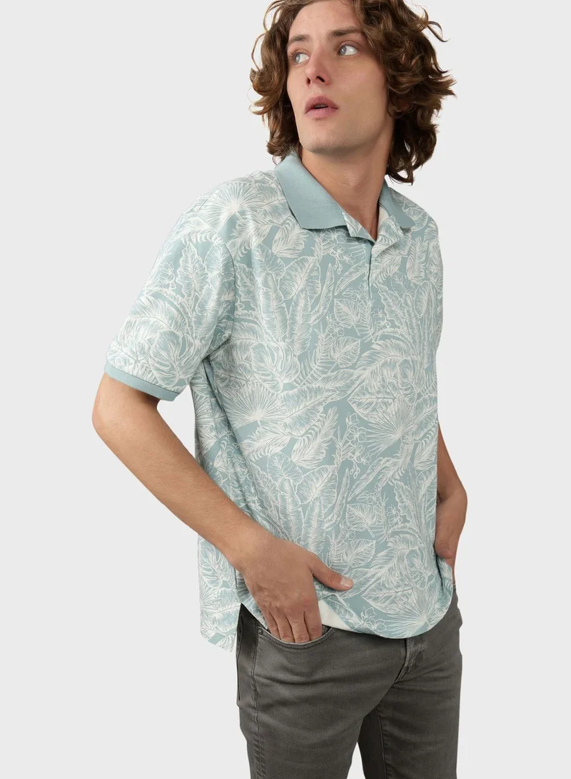 American Eagle Printed Pique Polo Shirt