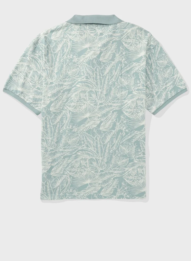American Eagle Printed Pique Polo Shirt