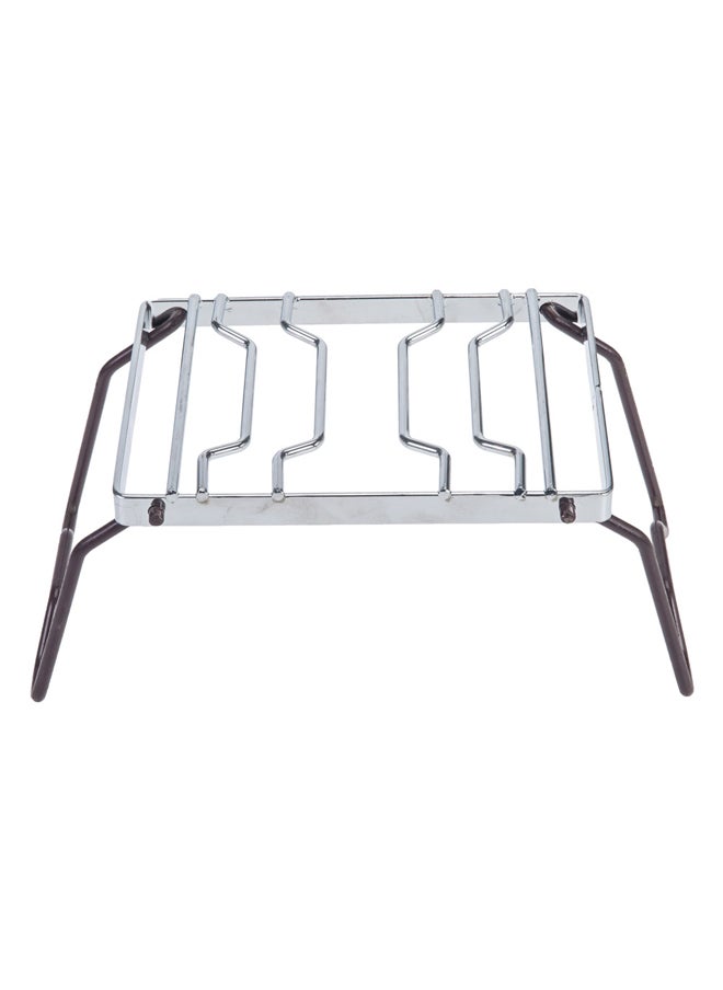 AL SANIDI Foldable Fire Stand, Portable mini barbecue charcoal grill for picnics, Silver*Brown, Size 15*25 Cm  - Image 2