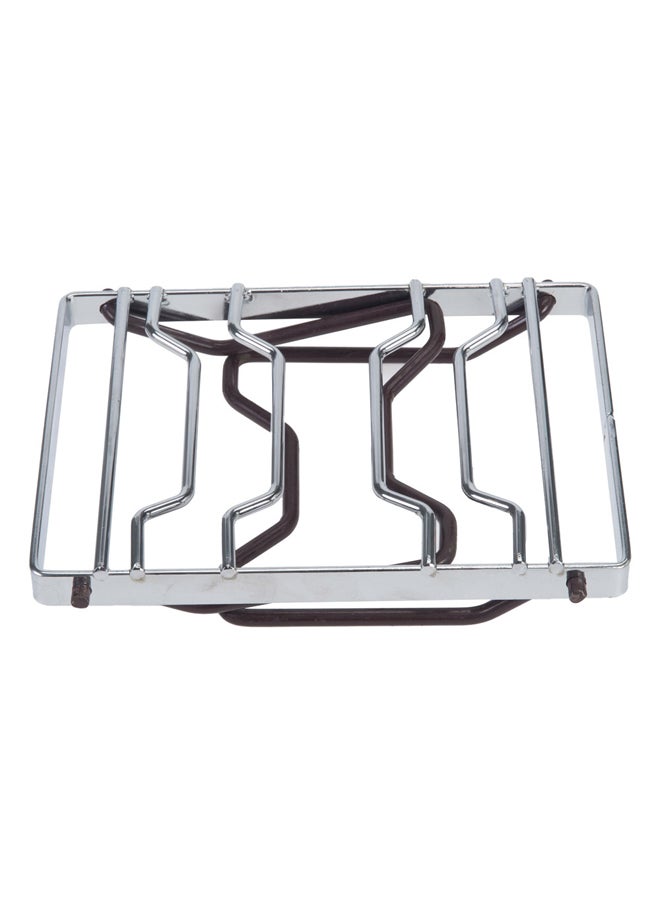 AL SANIDI Foldable Fire Stand, Portable mini barbecue charcoal grill for picnics, Silver*Brown, Size 15*25 Cm  - Image 3