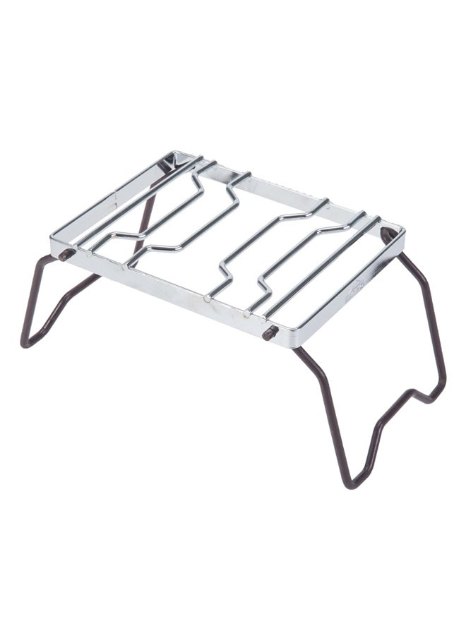 AL SANIDI Foldable Fire Stand, Portable mini barbecue charcoal grill for picnics, Silver*Brown, Size 15*25 Cm  - Image 4