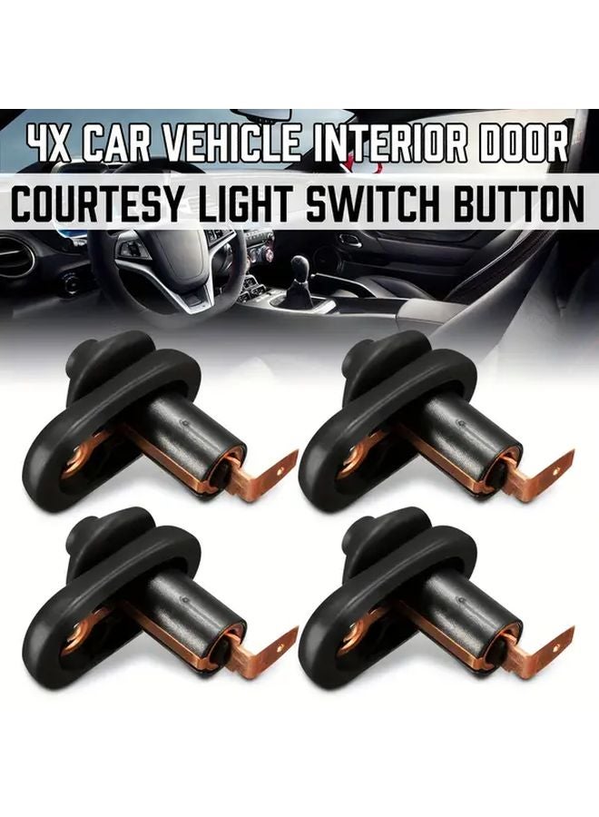4pcs Universal Black Car Interior Door Light Switch Button Engine Hood Plug - Image 2