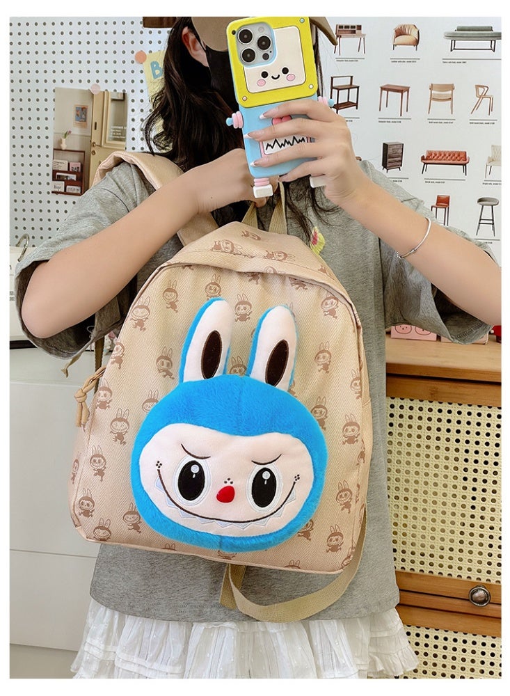 LABUBU New Style Backpack Labu Plush Big Eyes Cartoon Cute Small Backpack Travel Leisure High Value Backpack 36*32*12CM - Image 3