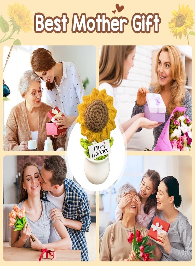 هدايا سيسين للأم في عيد الأم، هدية عيد ميلاد للأم من الابنة، زهور دوار الشمس الاصطناعية المصنوعة بالكروشيه، هدايا - Image 5