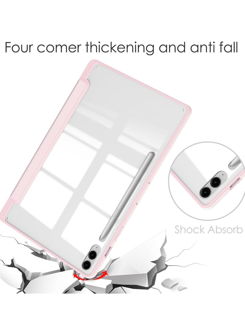 عام غطاء متوافق مع Samsung Galaxy Tab S10+ بحجم 12.4 بوصة (2024)، غطاء لوحي قابل للثني ثلاثي مع حامل قلم، ظهر شفاف من الأكريليك مع وظيفة الاستيقاظ/النوم التلقائي. - Image 3