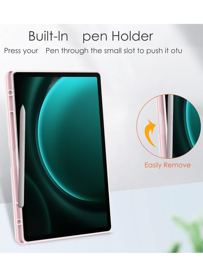 عام غطاء متوافق مع Samsung Galaxy Tab S10+ بحجم 12.4 بوصة (2024)، غطاء لوحي قابل للثني ثلاثي مع حامل قلم، ظهر شفاف من الأكريليك مع وظيفة الاستيقاظ/النوم التلقائي. - Image 5