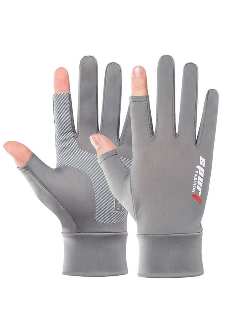 Generic Ice Silk Non-Slip Gloves Sunscreen Gloves Summer UV Protection Riding Fishing Gloves  - Image 1
