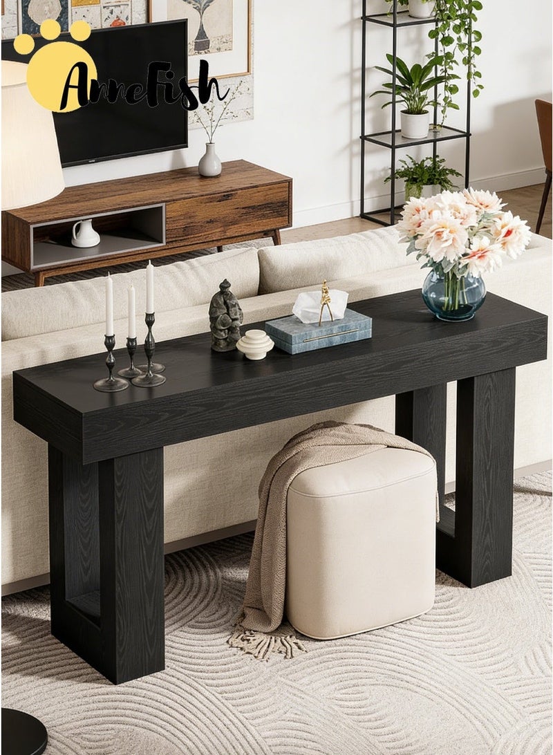 AnneFish 160*35*90cm Console Table with Power Outlet Farmhouse Long Entryway Couch Table Large Sofa Table Entry Foyer Hallway Table Behind Sofa Station Console Hallway Stand for Entrance Living Room - Image 3