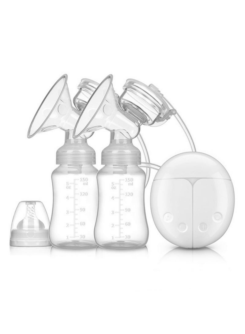 مضخة ثدي كهربائية مزدوجة قوية وسهلة الاستخدام مع شفط قوي للحلمات مضخة ثدي كهربائية تعمل باليو إس بي مع زجاجة حليب للأطفال وسادة تبريد وتسخين للحلمات - Image 1