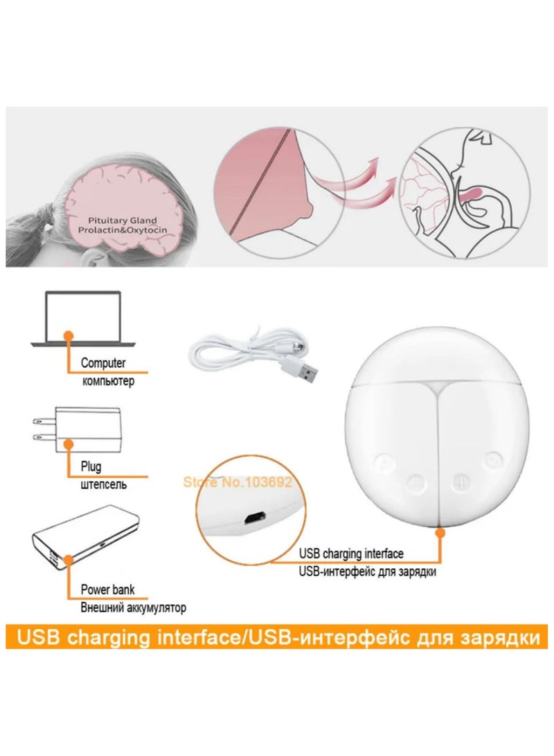 مضخة ثدي كهربائية مزدوجة قوية وسهلة الاستخدام مع شفط قوي للحلمات مضخة ثدي كهربائية تعمل باليو إس بي مع زجاجة حليب للأطفال وسادة تبريد وتسخين للحلمات - Image 4