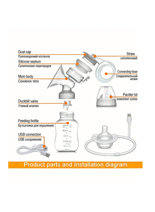 Convenient Double Electric Breast Pumps Powerful Nipple Suction USB Electric Breast Pump with Baby Milk Bottle Cold Heat Pad Nippl - Image 3
