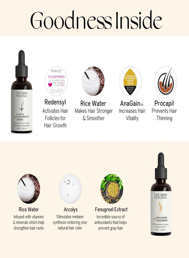 Nourish Mantra hair Care Combo Anti-Greying Rice Water Serum & Advanced Hair Growth Serum/Curbs Premature Hair Greying/Prevents Hair Fall & Thinning/Promotes Hair growth/ 50 ml each - Image 5