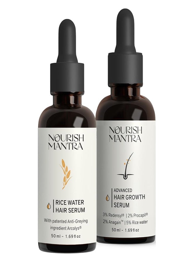Nourish Mantra hair Care Combo Anti-Greying Rice Water Serum & Advanced Hair Growth Serum/Curbs Premature Hair Greying/Prevents Hair Fall & Thinning/Promotes Hair growth/ 50 ml each - Image 2