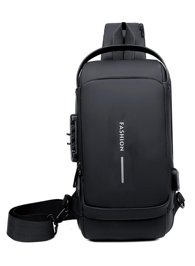 GGEROU Crossbody Bag Casual Shoulder Bag Waterproof Backpack for Men and Women Business Chest Bag Waist Bag with Password Anti-Theft Lock Suitable for Travel and Hiking (B)  - Image 1