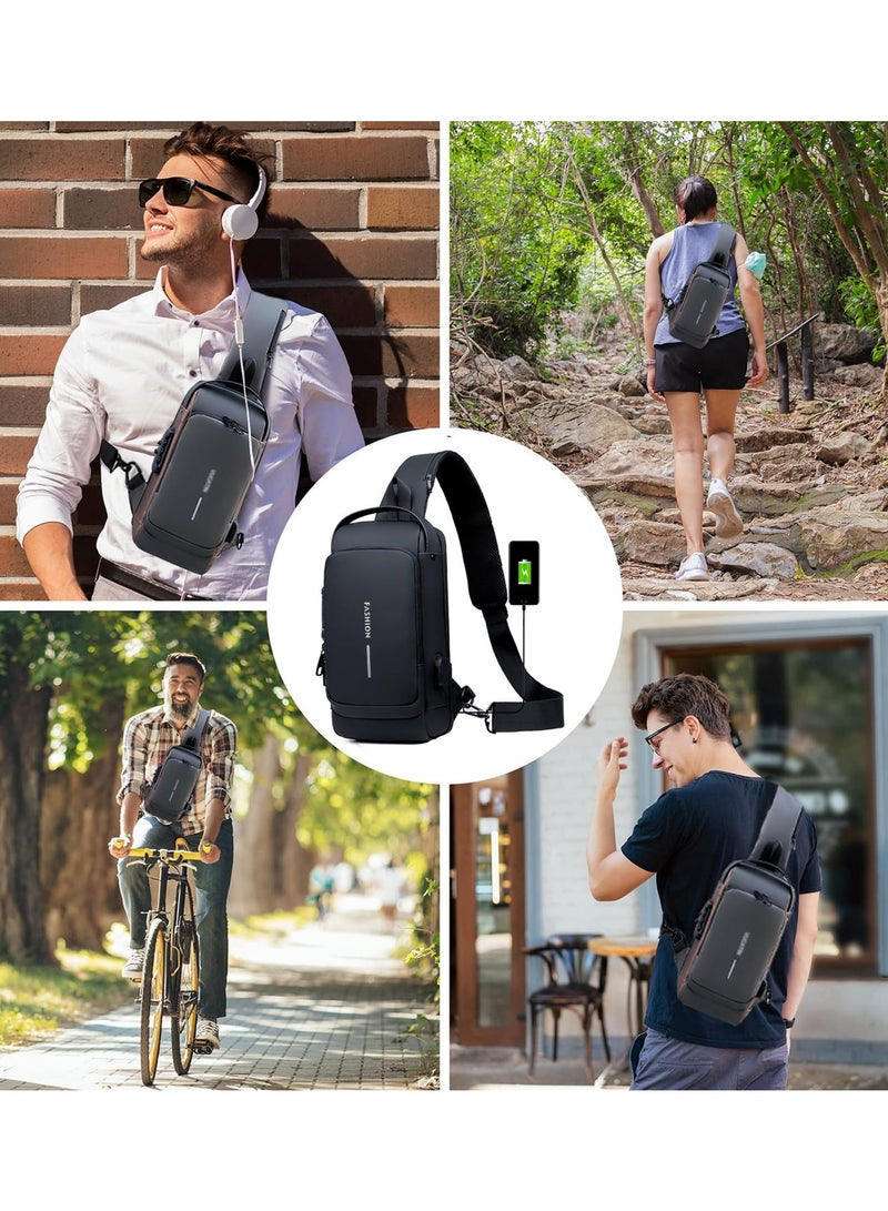 GGEROU Crossbody Bag Casual Shoulder Bag Waterproof Backpack for Men and Women Business Chest Bag Waist Bag with Password Anti-Theft Lock Suitable for Travel and Hiking (B)  - Image 5