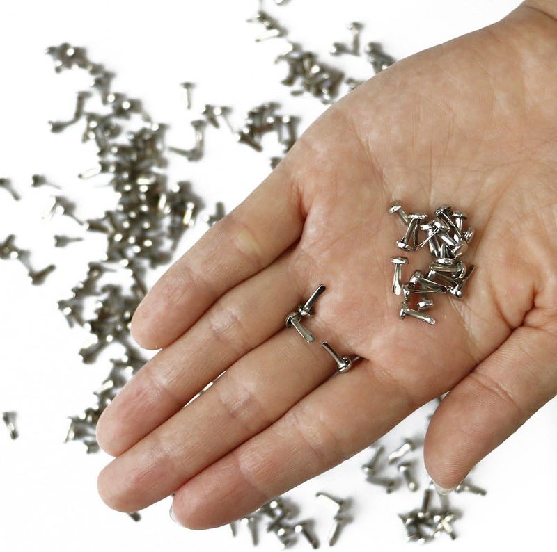 LGEGE YEJI 200pcs Silver Mini Metal Brad Paper Fastener for DIY Craft 5mm, Paper Crafts, Scrapbooking, Card Making - Image 3
