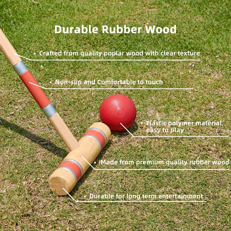 Pointyard Six Player Croquet Set, 28â€™â€™ Croquet Set with Wooden Mallets/Colored Ball/Wickets/Stakes for Adults/Teenager/Family-Perfect for Lawn/Beach/Yard Game/Park BBQ(Includes Carry Bag) - Image 4