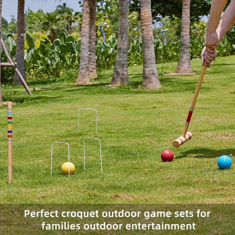Pointyard Six Player Croquet Set, 28â€™â€™ Croquet Set with Wooden Mallets/Colored Ball/Wickets/Stakes for Adults/Teenager/Family-Perfect for Lawn/Beach/Yard Game/Park BBQ(Includes Carry Bag) - Image 5