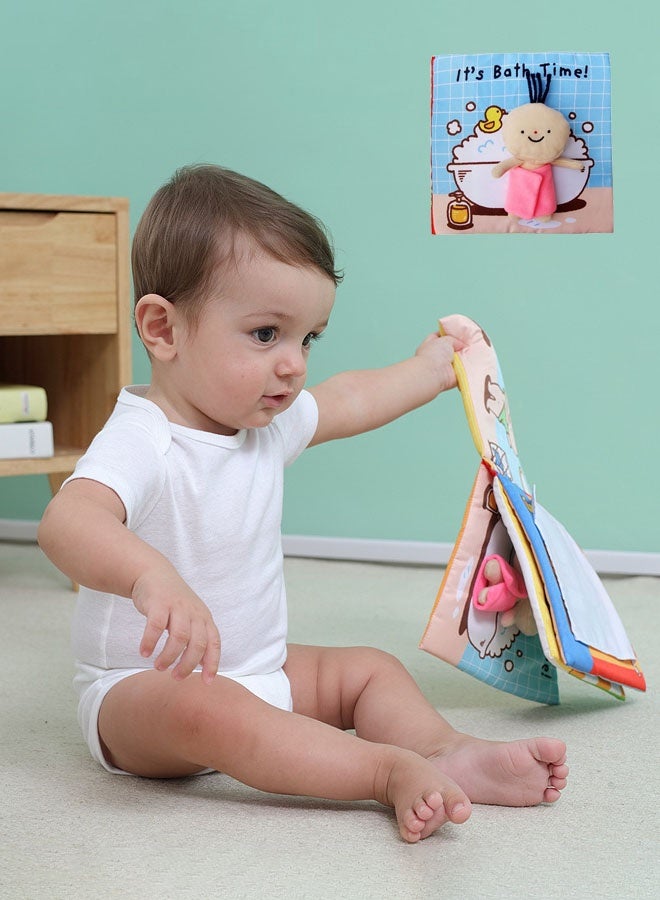 Early Education Puzzle Cloth Book Baby Toy New Early Education Puzzle Cloth Book Teach Bath And Bathroom Toddler Learning Sensory Story Book Life Skill Education 3D Cloth Books for Infants(Multicolour 18x18cm)  - Image 1