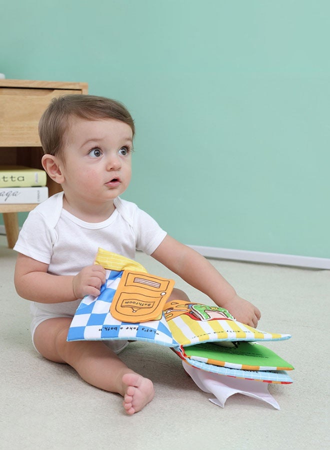 Early Education Puzzle Cloth Book Baby Toy New Early Education Puzzle Cloth Book Teach Bath And Bathroom Toddler Learning Sensory Story Book Life Skill Education 3D Cloth Books for Infants(Multicolour 18x18cm)  - Image 2