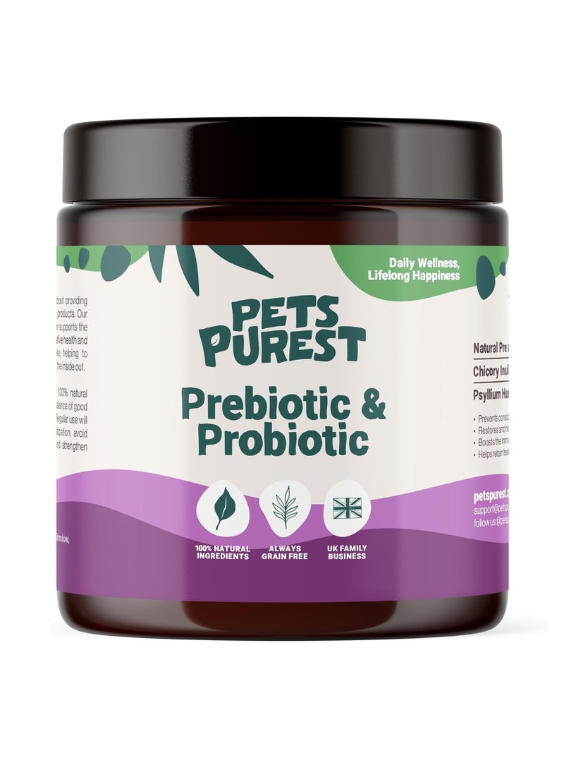Pets Purest Digestive Prebiotic Probiotic for Dogs Cats and Pet 100 percent  Natural Fibre Digestion Enzymes Immune Support Supplement for Gut Health and Healthy Stools - Image 1