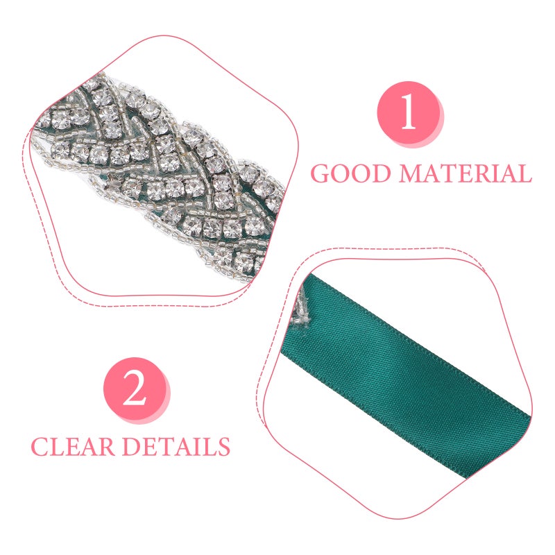 Rhinestone Wedding Dress Belt Satin Ribbon Adjustable Bridal Formal Gowns Waist Belt Sash Strip For Women Girls Bride Bridesmaid Clothing Accessories - Image 3