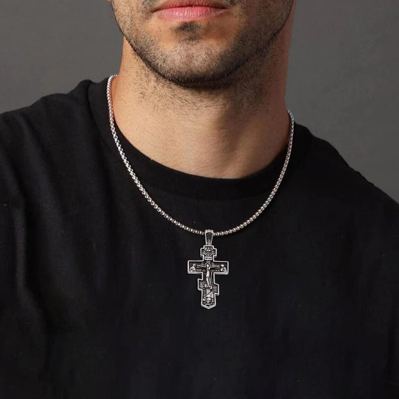 LILILEIDY Orthodox Cross Necklace for Men Women - Vintage Byzantine Crucifix Pendant, Stainless Steel Religious Christian Jewelry 1 - Image 2