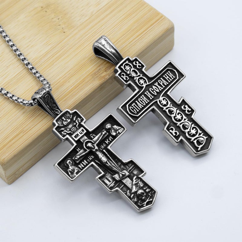 LILILEIDY Orthodox Cross Necklace for Men Women - Vintage Byzantine Crucifix Pendant, Stainless Steel Religious Christian Jewelry 1 - Image 5