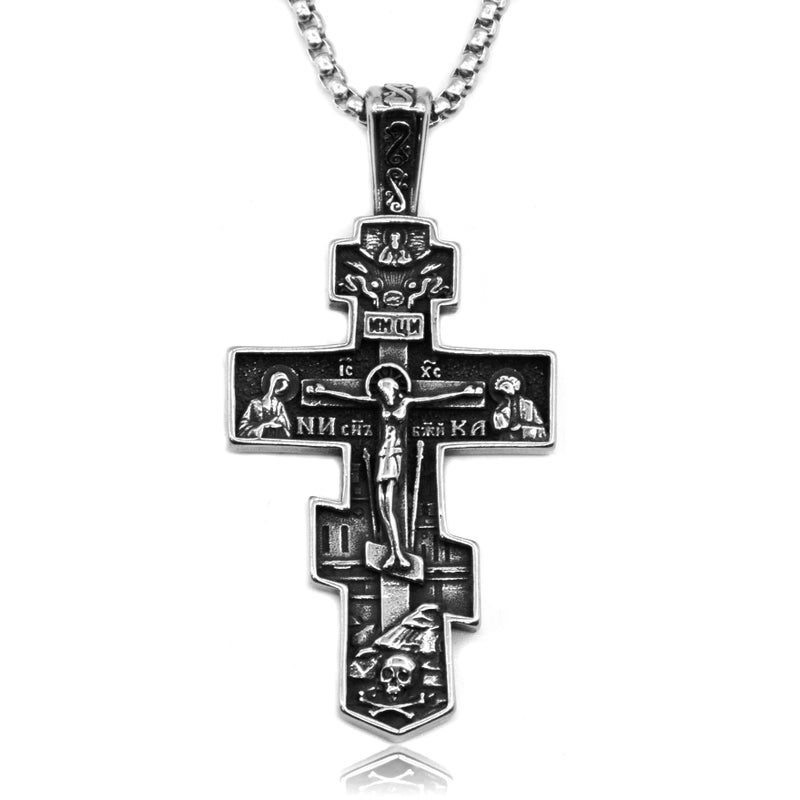 LILILEIDY Orthodox Cross Necklace for Men Women - Vintage Byzantine Crucifix Pendant, Stainless Steel Religious Christian Jewelry 1 - Image 1