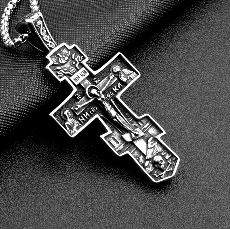 LILILEIDY Orthodox Cross Necklace for Men Women - Vintage Byzantine Crucifix Pendant, Stainless Steel Religious Christian Jewelry 1 - Image 3