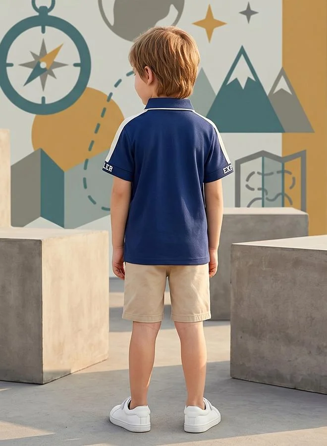 Babies & More Babies & More Toddler Boys Navy Blue Collar Polo Shirt